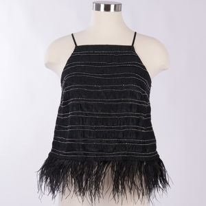 FEATHER TRIMMED BEADED TANK